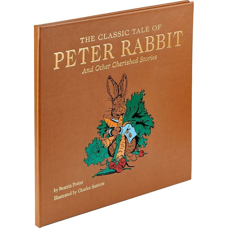 "The Classic Tale of Peter Rabbit" Book in Tan Bonded Leather
