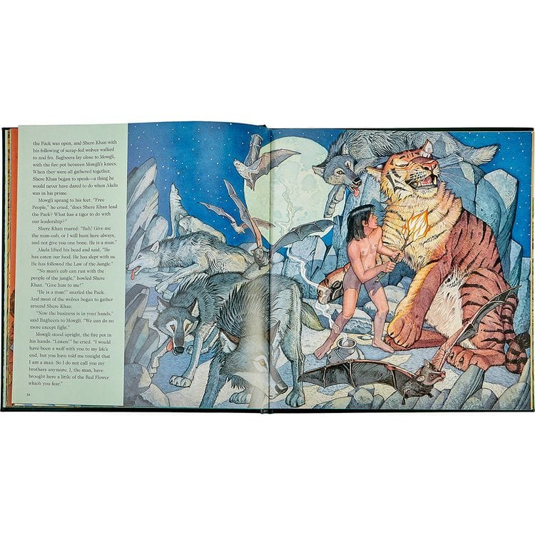 "The Jungle Book" in Green Bonded Leather
