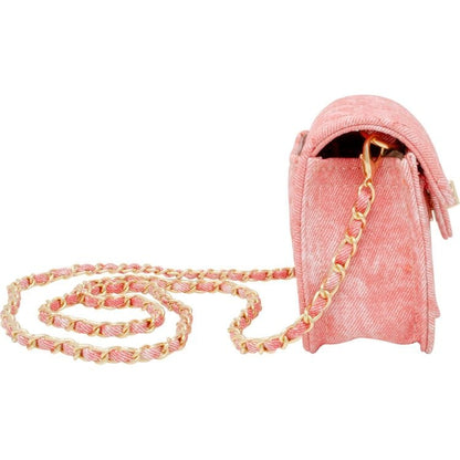 Tie Dye Quilted Denim Handbag - Pink