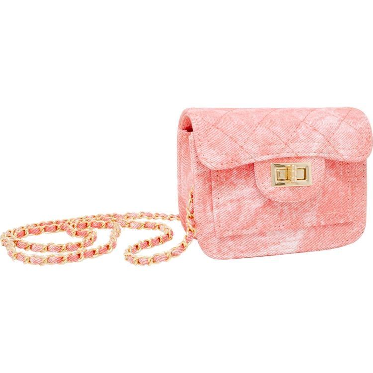 Tie Dye Quilted Denim Handbag - Pink