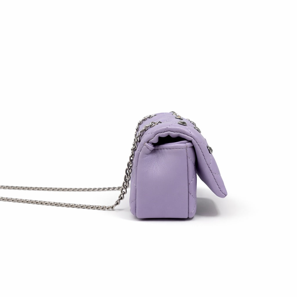Tiny Crystal Stud Handbag - Lavender