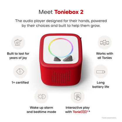 Tonies PAW Patrol Toniebox 2 Bundle with Tonieplay Game, Sleeve and 4 Tonies - Sunset Red