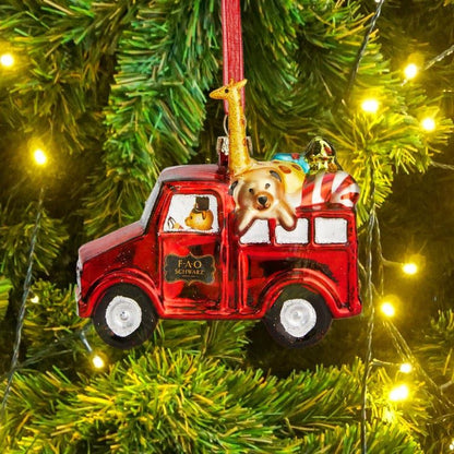 Toy Delivery Truck Glass Ornament