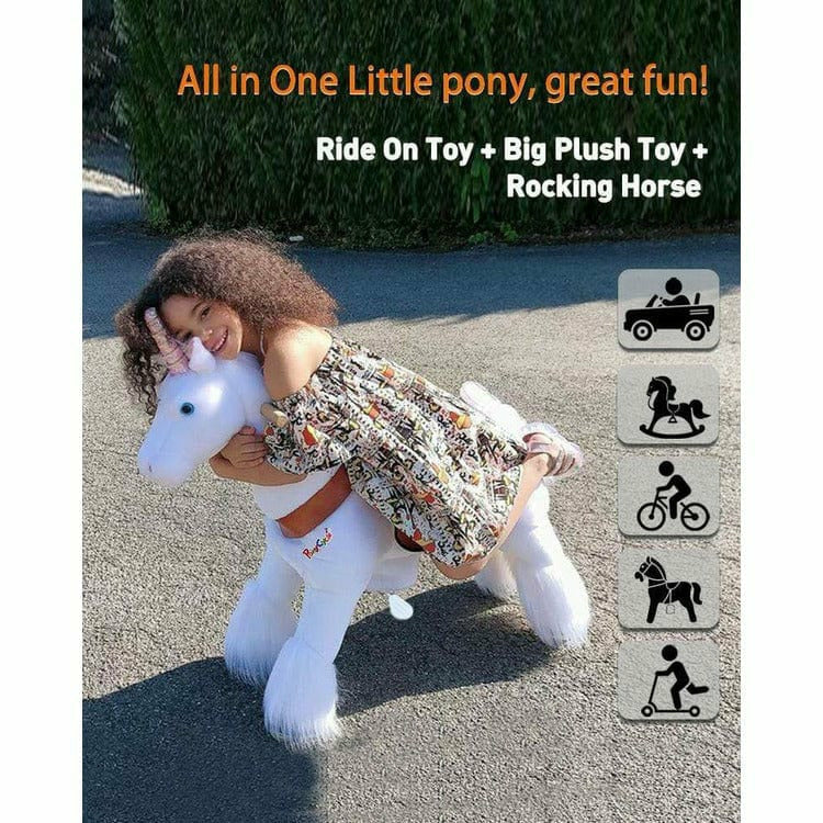 White Model U Ride-On Unicorn - 4-7 Years
