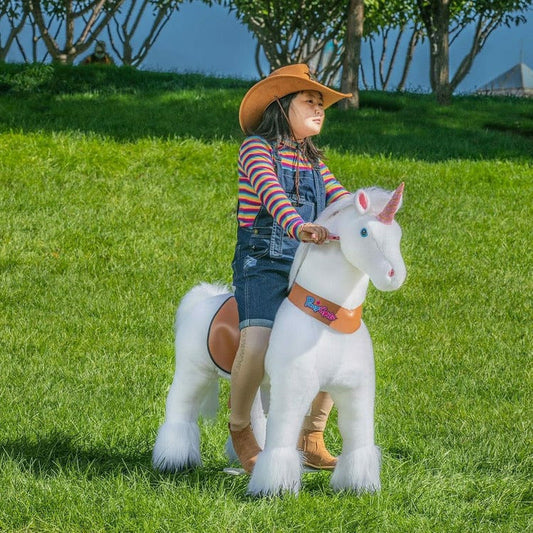 White Model U Ride-On Unicorn - 7+ Years