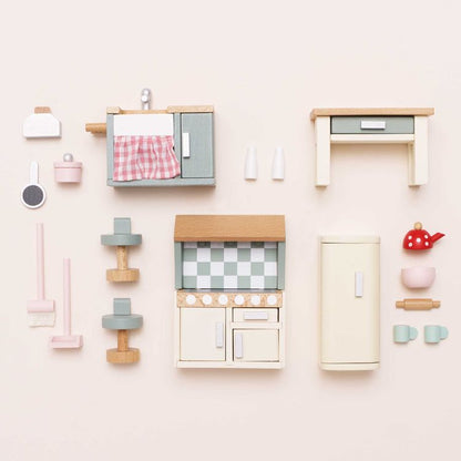 Wooden Dollhouse 20 Piece Kitchen Furniture Set