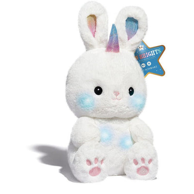 FAO Schwarz Plush 15" Glow Brights Toy Plush LED with Sound Bunnycorn - White