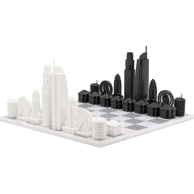 Skyline Chess Games Los Angeles Edition Acrylic Chess Set with Marble Hatch Board