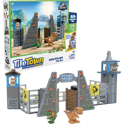 Tile Town STEM Tile Town Jurassic World Dino Escape Magnetic Tiles Playset