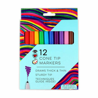 Bright Stripes Creativity iHeartArt 12 Cone Tip Markers