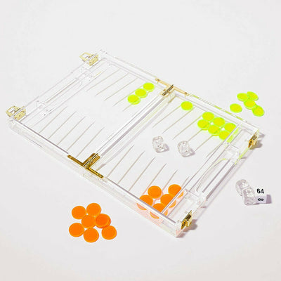 Sunnylife Outdoor Mini Lucite Backgammon  Limited Edition Neon